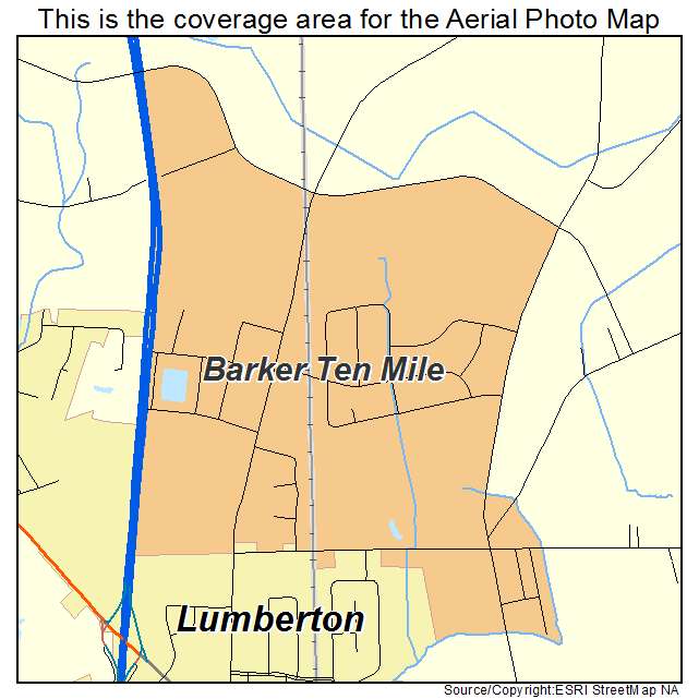 Barker Ten Mile, NC location map 