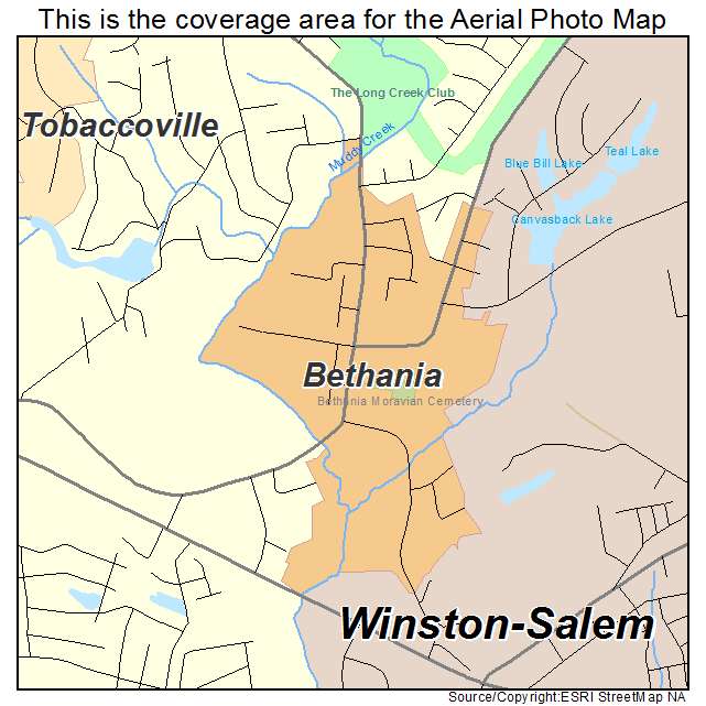 Bethania, NC location map 
