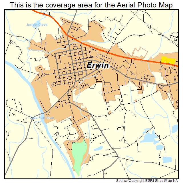 Erwin, NC location map 