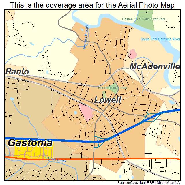 Lowell, NC location map 