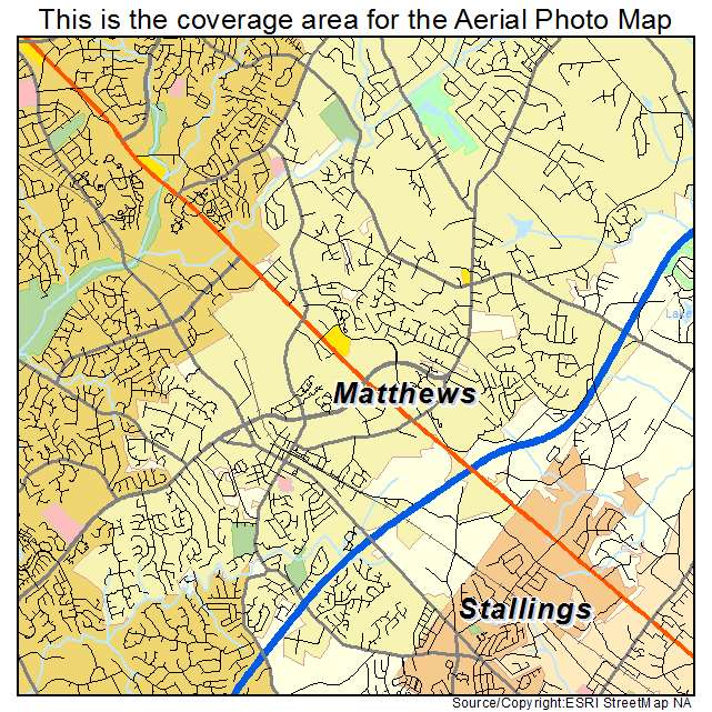 Aerial Photography Map Of Matthews NC North Carolina