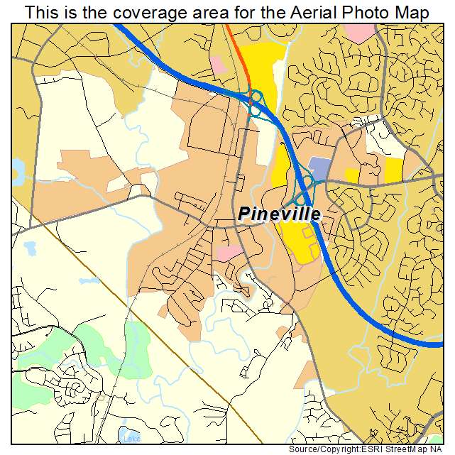 Pineville, NC location map 