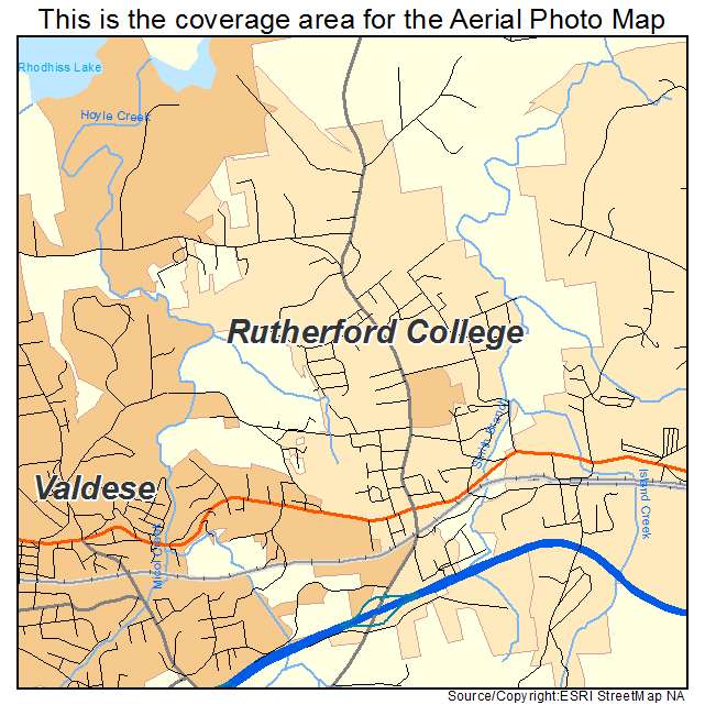 Rutherford College, NC location map 