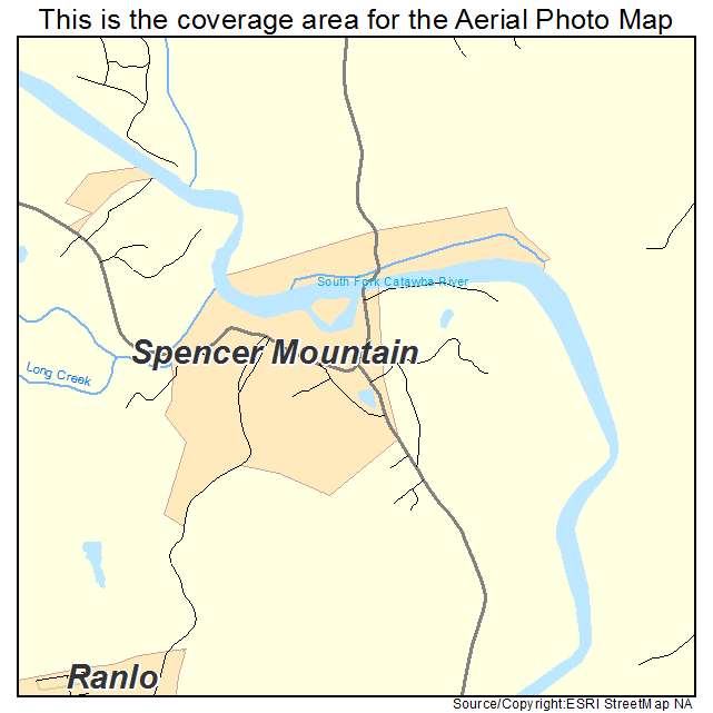 Spencer Mountain, NC location map 
