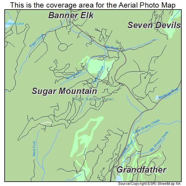 Sugar Mountain, NC location map 