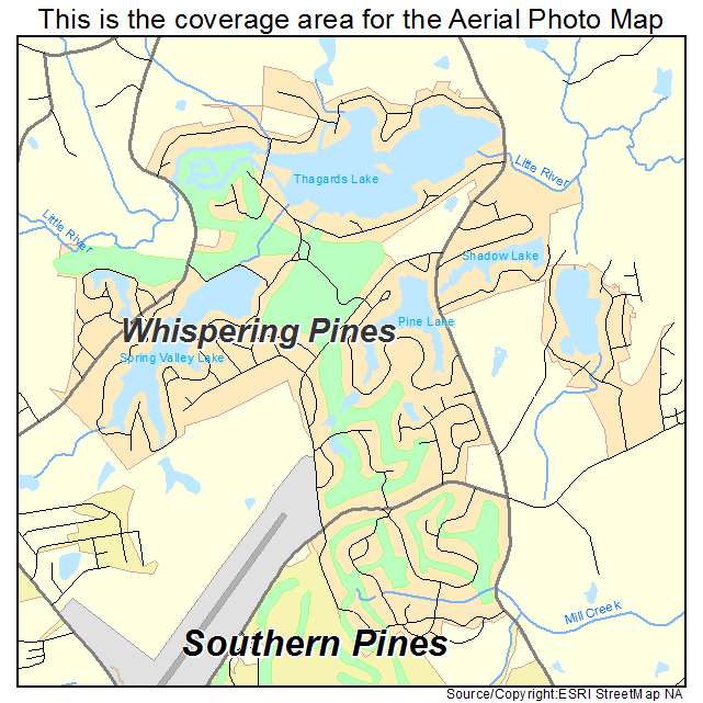Whispering Pines, NC location map 