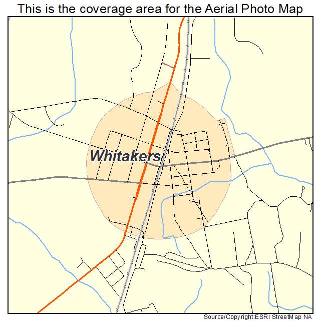 Whitakers, NC location map 
