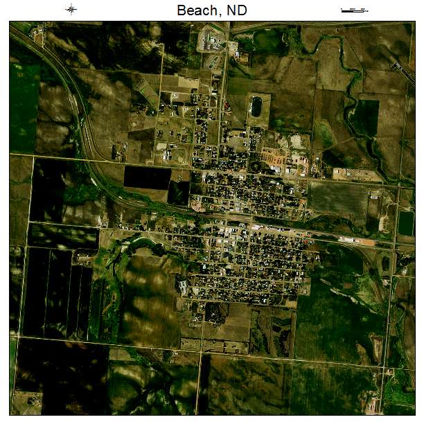 Beach, ND air photo map