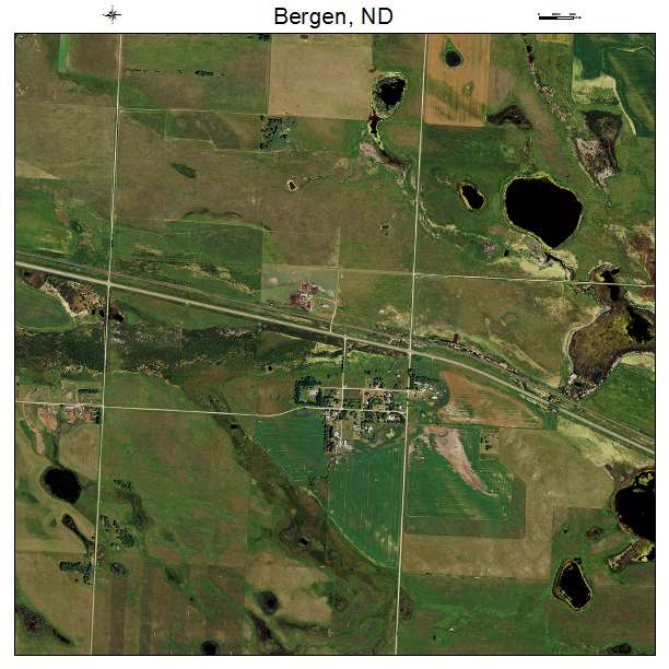 Bergen, ND air photo map