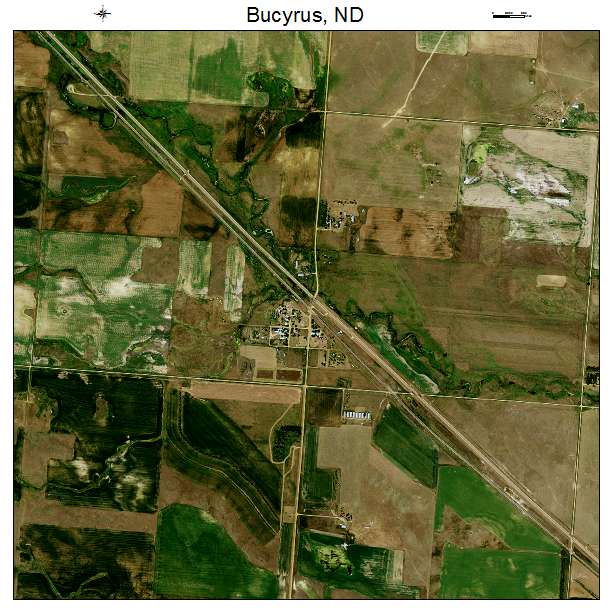 Bucyrus, ND air photo map