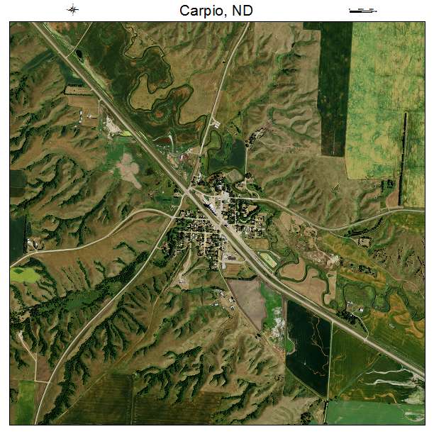 Carpio, ND air photo map