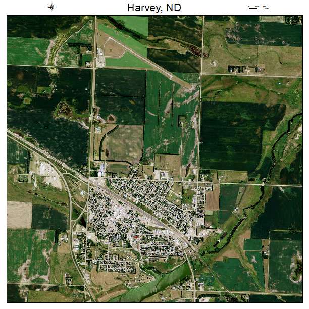 Harvey, ND air photo map