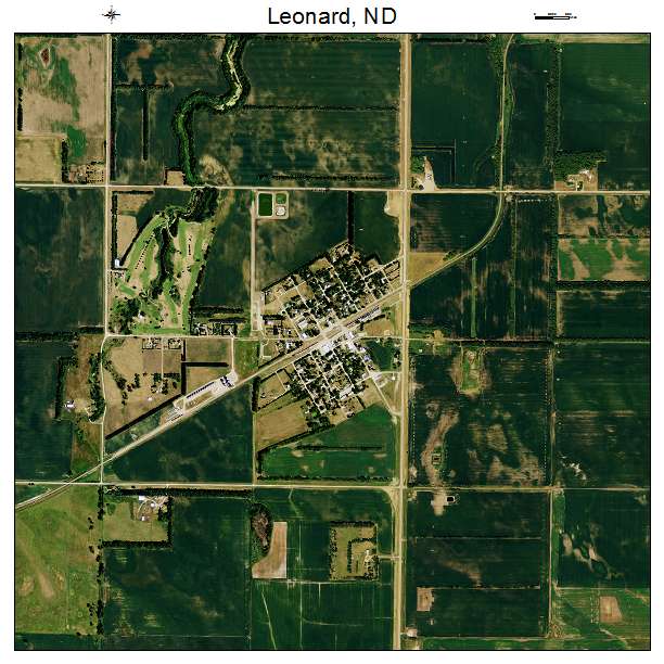 Leonard, ND air photo map