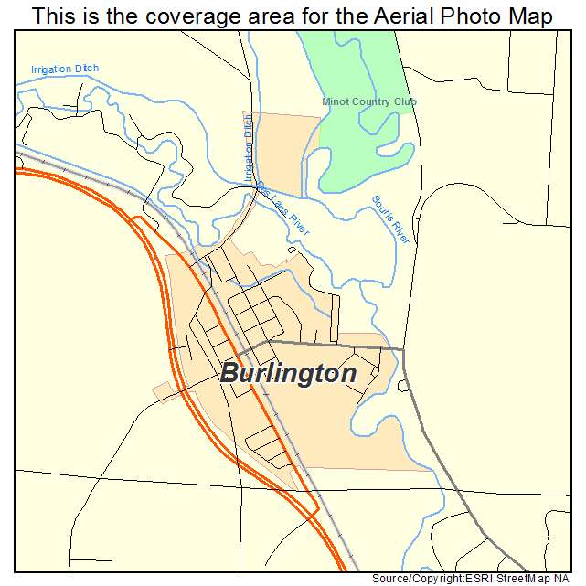 Burlington, ND location map 