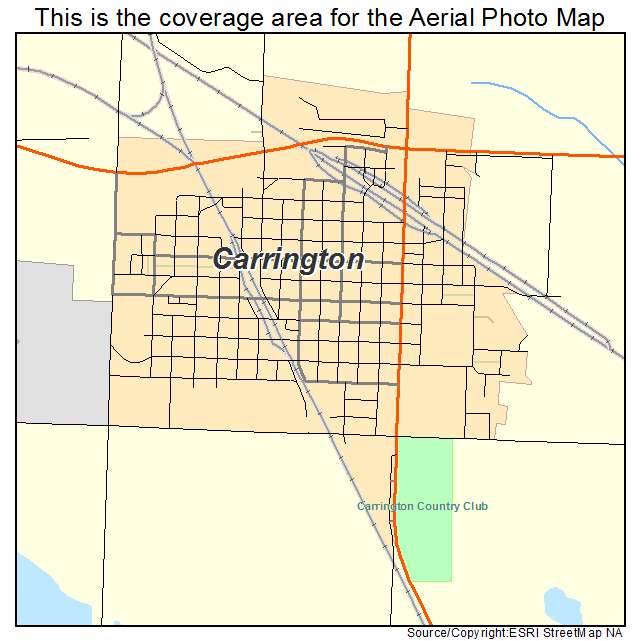 Carrington, ND location map 