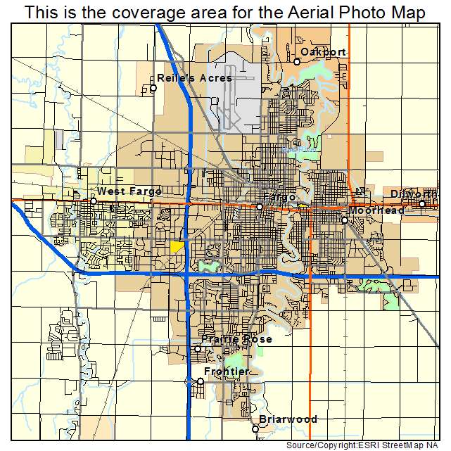 Aerial Photography Map Of Fargo ND North Dakota