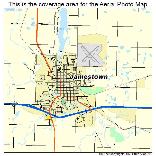 Jamestown, ND location map 