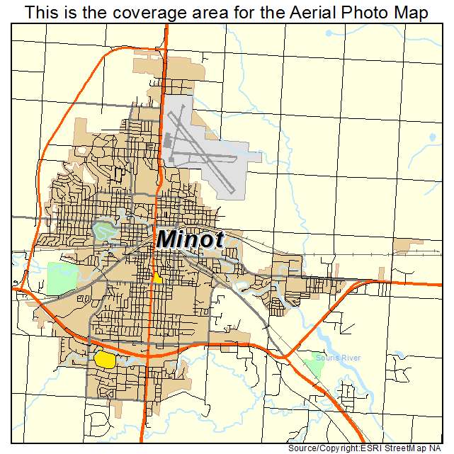 Aerial Photography Map of Minot, ND North