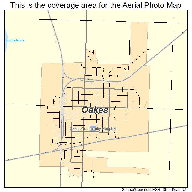 Oakes, ND location map 