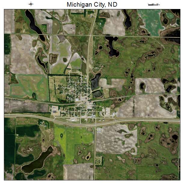 Michigan City, ND air photo map