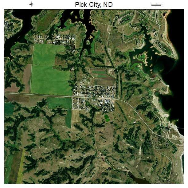 Pick City, ND air photo map