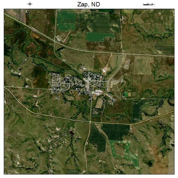 Zap, ND air photo map