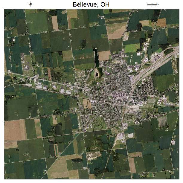 Bellevue, OH air photo map