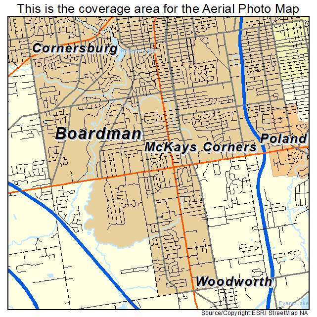 Boardman, OH location map 