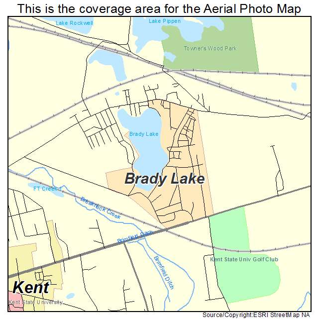 Brady Lake, OH location map 