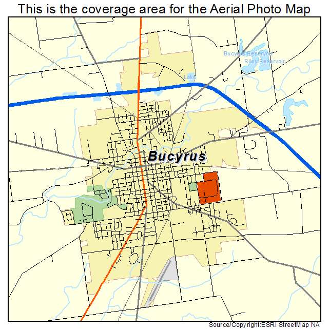 Bucyrus, OH location map 