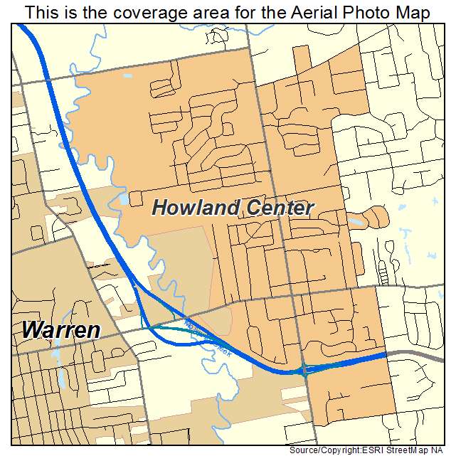 Howland Center, OH location map 