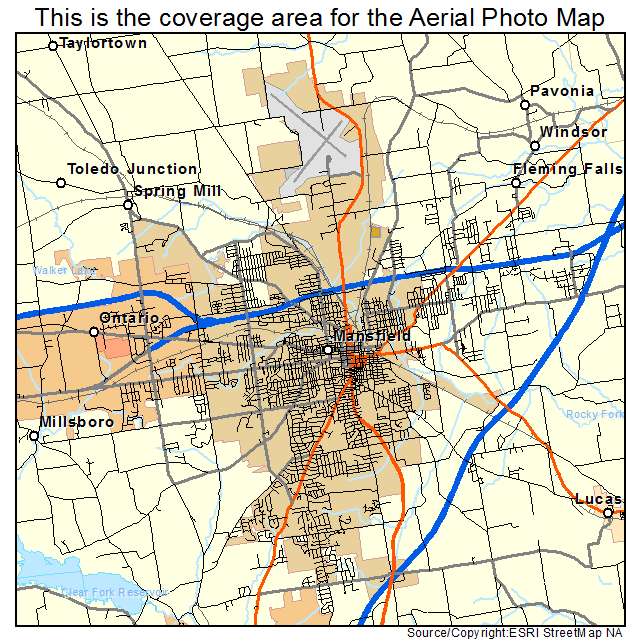 Aerial Photography Map of Mansfield, OH Ohio