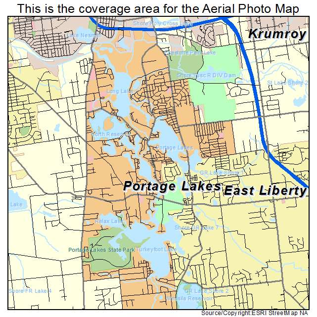 Portage Lakes, OH location map 