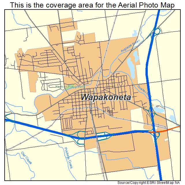 Wapakoneta, OH location map 