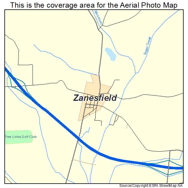 Zanesfield, OH location map 