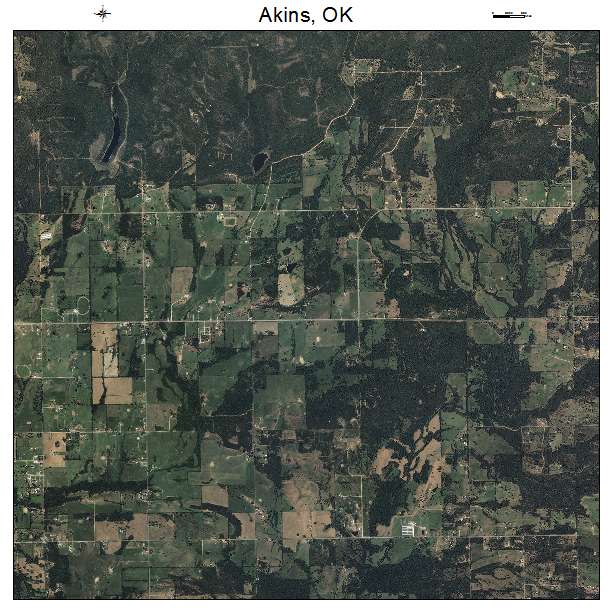 Akins, OK air photo map