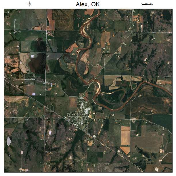 Alex, OK air photo map