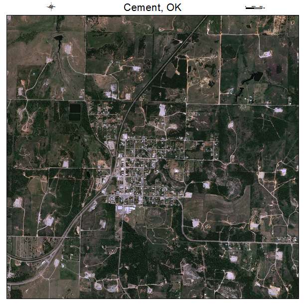 Cement, OK air photo map