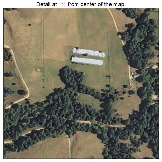 Brush Creek, Oklahoma aerial imagery detail