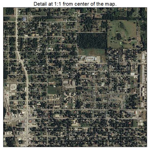 Okmulgee, Oklahoma aerial imagery detail