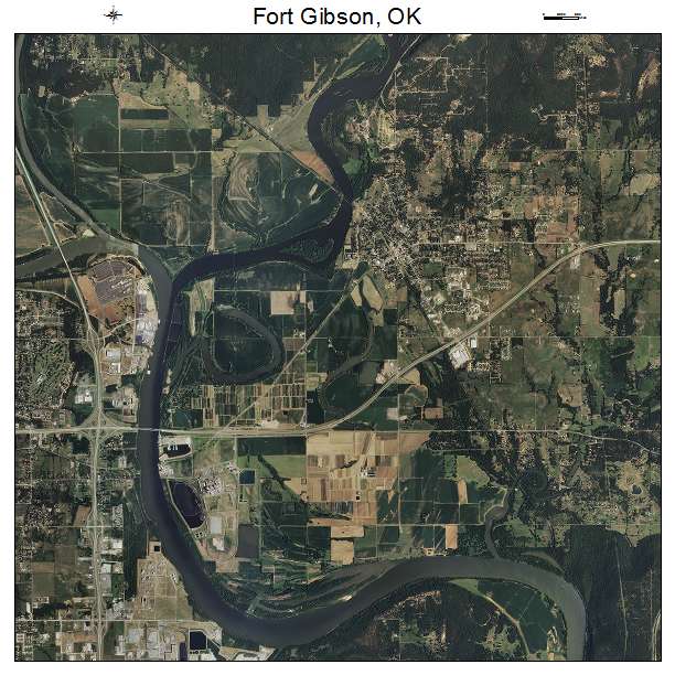 Fort Gibson, OK air photo map