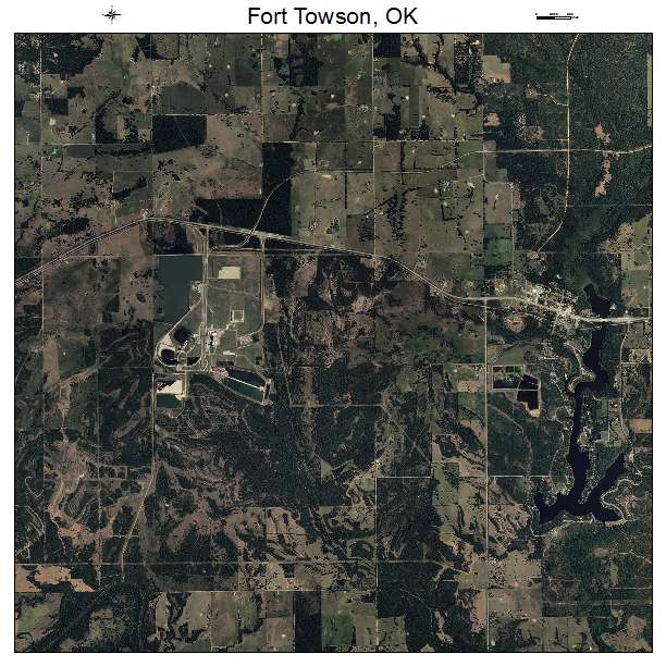 Fort Towson, OK air photo map
