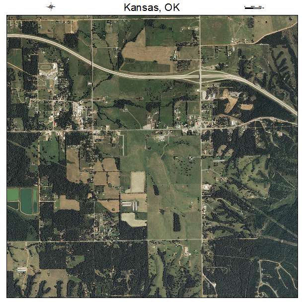 Kansas, OK air photo map