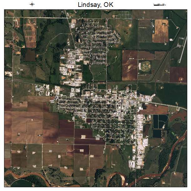 Lindsay, OK air photo map