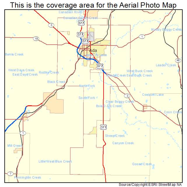 Ada, OK location map 