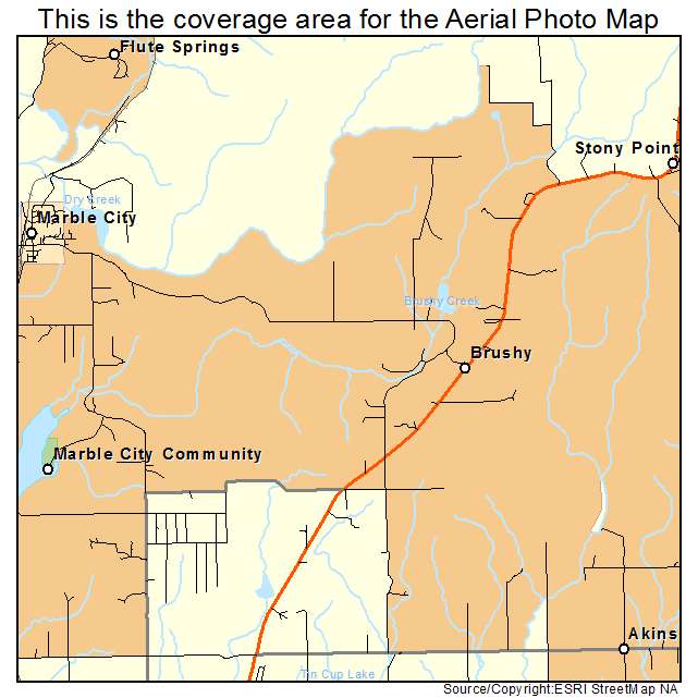 Brushy, OK location map 