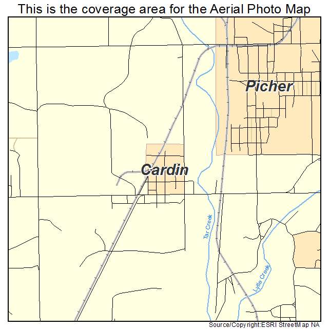 Cardin, OK location map 