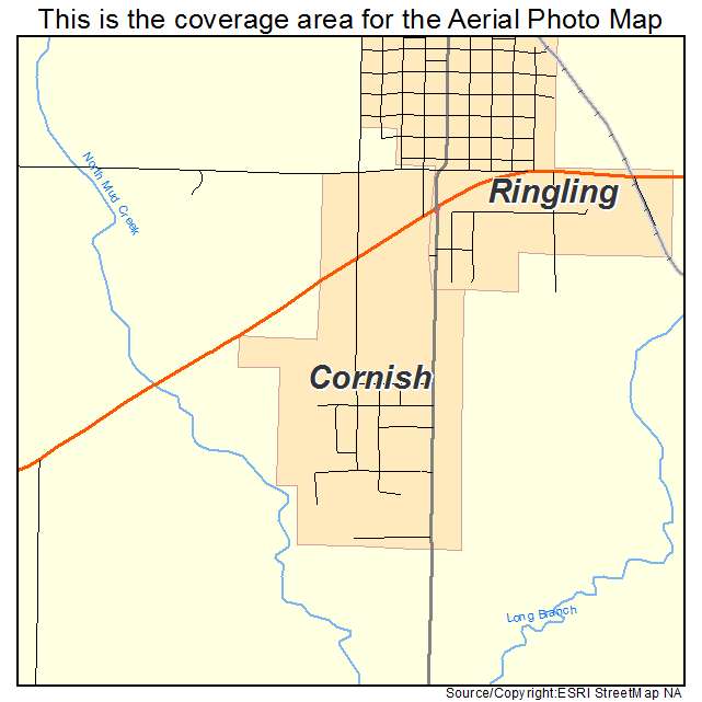 Cornish, OK location map 