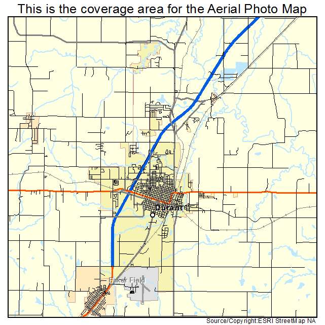 Durant, OK location map 