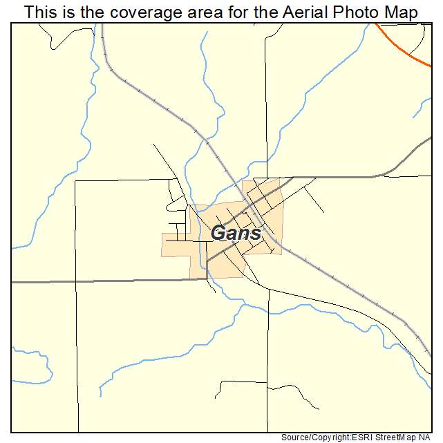 Gans, OK location map 